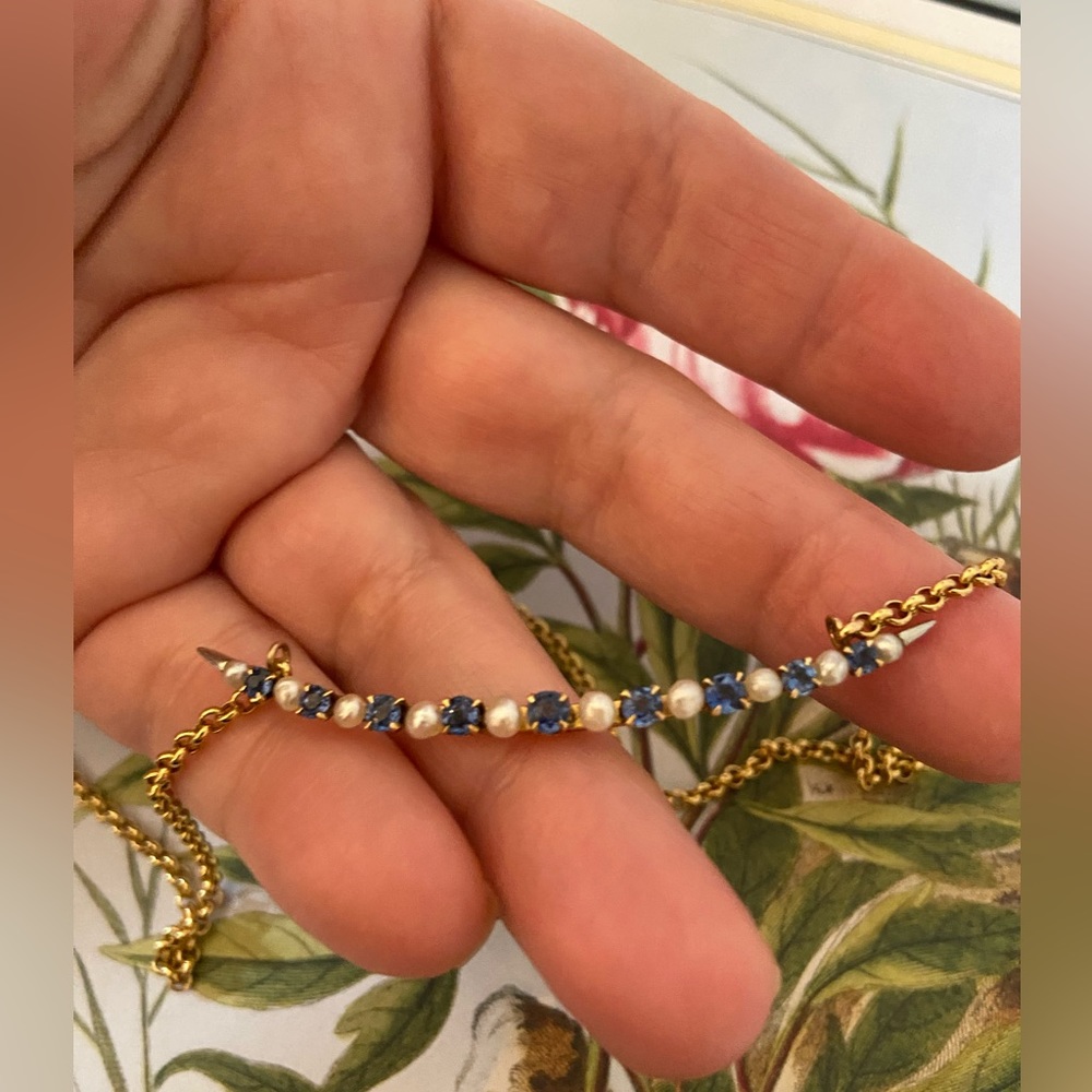 Vintage 1920's Pendant - 14K Gold, Sapphires and Pearls - Commissioned Piece - Picture 9 of 12